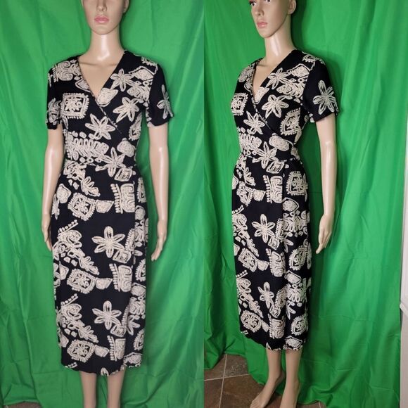 Vintage PASSPORTS OF PIER 1 IMPORTS Wrap Midi Dress - Picture 1 of 10